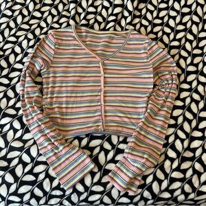 Striped Multicolor Cropped Cardigan